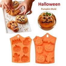 Halloween Silicone Mold Skull Pumpkin Bat Cake Decorating Tools Fondant Mold Chocolate Forms Ice Cube Ice Mold Soap Fimo