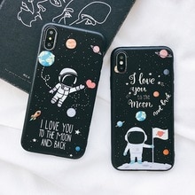 Halocase Phone Case For iPhone 6 6s Plus 3D Relief Space Soft Silicon TPU Cover For iPhone 7 8 Plus X XS MAX XR Black Funda Capa