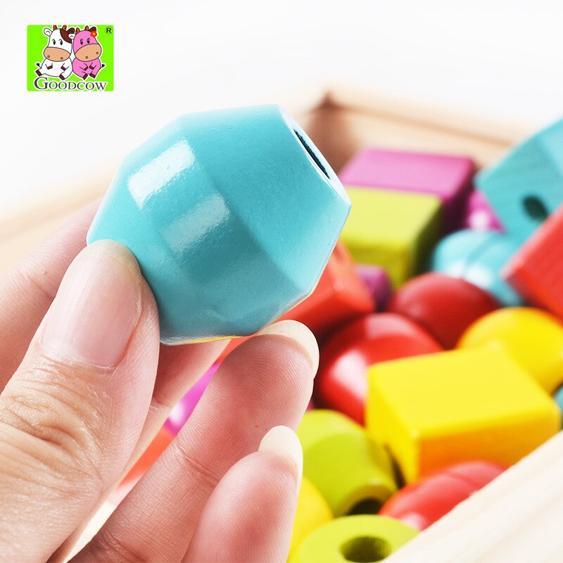 Hand-threaded Beaded building blocks for children DIY wooden toys for parent-child interaction in early childhood education