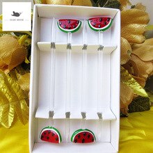 Handmade miniature glass watermelon Ornaments Decorative glass Dessert Fruit Forks festival Party Tableware Clean bread mark