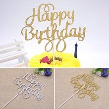 Happy Birthday Cupcake Cake Topper Glitter Party Wedding Event DIY Decoration