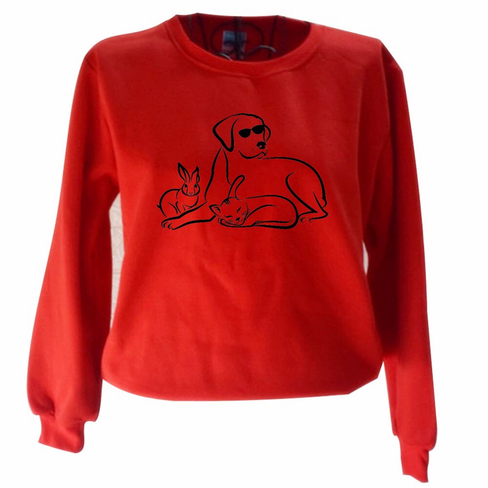 Harajuku cat fashion men women sweatshirt Fleece to keep warmcute  cat dog men and women pullovers wholesale