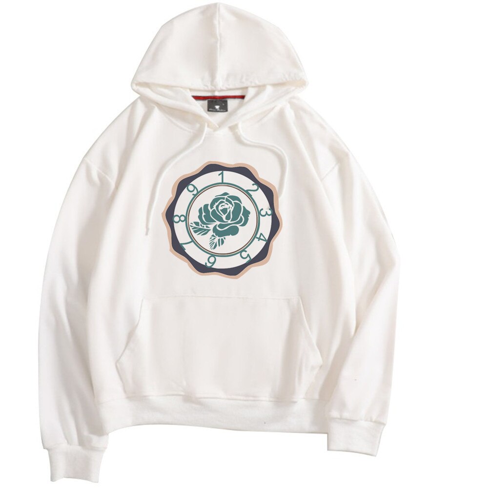 Harajuku rose print hooded spring and autumn street clothing fashion cotton hooded men and women long-sleeved print hoodie