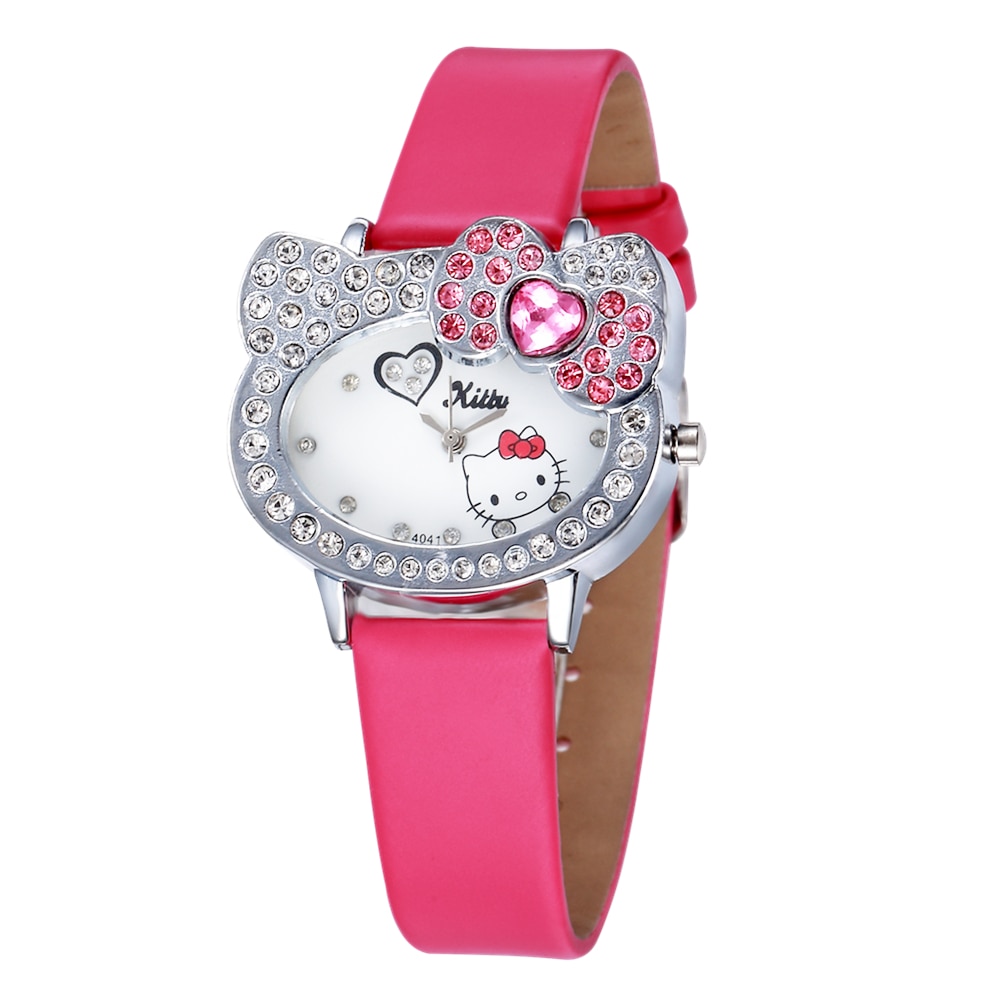 Hello Kitty Leather Watch Hodinky Children Cartoon Princess Fashion hello-kitty-leather-watch-hodinky-children-cartoon-princess-fashion