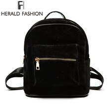 Herald Fashion Quality Women Velvet Backpacks Casual Style Girls Student Mochila School Bag for Teenage Girls Lady's Travel Bags
