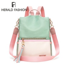 Herald Fashion Women Anti-thief Backpack Large Capacity Panelled Color School Bag For Teenage girls Male Laptop Travel Bags