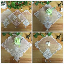 High Quality European Mesh Beaded Pendant Embroidered Lace Placemat Coffee Cup Cushion Christmas Wedding Decoration Table Mat