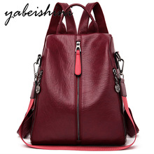 High Quality women Vintage Backpack women Leather Backpack for Teenage Girls Vertical zipper travel Backpack mochila feminina