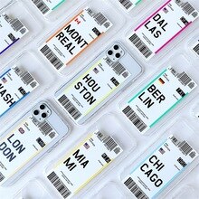 Hot INS US City Label Bar Code Phone Case For iPhone 11 Pro MAX XR XS MAX 6 6s 7 8 Plus Air Tickets Simple Letter Silicone Cover