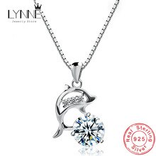 Hot Sale Fashion Party 925 Sterling Silver CZ Dolphin Pendant Necklace AAA Zircon Charm Clavicle Necklace For Women Jewelry Gift