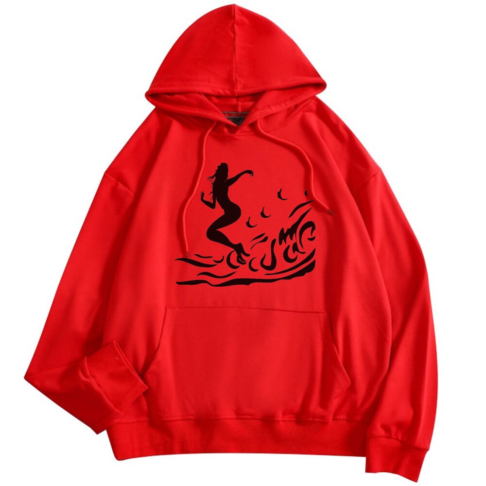 Hot Women's Surf Graphic Print Hoodie Women's / Men's Long Sleeve Hoodie Sweatshirt Casual Trendy Street Wear hoodie