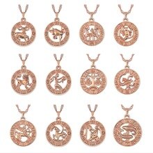 Hot Zodiac Sign 12 Constellation Pendant Necklace for Women Men 585 Rose Gold Womens Necklace Mens Chain Gift Fashion Jewelry