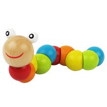Huilong Children's Educational Power Toys Simulation Wooden Twisted Caterpillar Children Hands-on Wood Variety Color Twisted