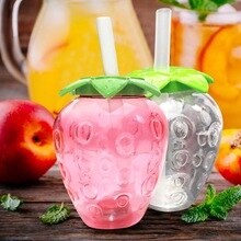 Innovative Strawberry Shaped PET Light Drink Bottle Coffee Juice Drink Cup Glowing Water Bottle Art Deco Cup 500ml