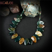 KCALOE Colorful India Agate Necklace Hyperbole Big Natural Stone Vintage Accessories Collares Mujer 2017 Chokers Necklaces