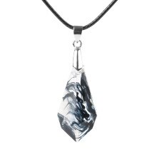 KCALOE Fashion Ink Painting Geometric Shape Resin Pendant Necklace Black Wax Rope Chain Handmade Epoxy Jewelry Best Gift 19x37mm