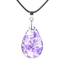 KCALOE Ink Painting Water Drop Shape Resin Pendant Necklace Black Wax Rope Chain Handmade Epoxy Jewelry Best Gift 23x35mm