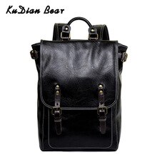KUDIAN BEAR Waterproof Men Backpack Laptop Big Capacity Male Travel Bag PU Leather Retro Casual School Bag Teenager BIG015 PM49