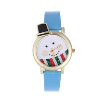 Kids Cartoon Little Snowman Wearing Hat Cartoon Quartz Watch Leather Straps Wristwatch Child Favorite Christmas Gifts