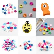 Kids DIY Hand Loose Bead Toys Multicolor Various Shape Wooden Loose Lacing Spacer Beads Jewelry DIY Accessory