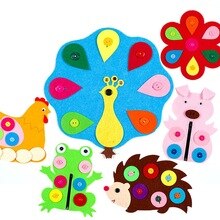Kids DIY Woven Toy Cute Animal Flower Zipper Button DIY Non-Woven Boards Children Teaching Toy