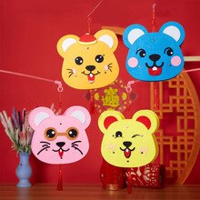 Kids Felt DIY Led Lanterns New Year Decorations Ornaments Kids Chinese Style Cartoon Lanterns Decor Hanging Door Children Gift
