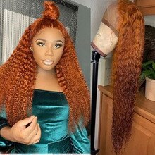 Kinky Curly Orange Brown Human Hair Full Lace Wigs For Women Brazilian Remy Bleached Konts Glueless Wigs with Baby Hair