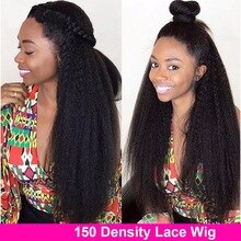 Kinky Straight 360 Lace Frontal Wig Pre Plucked With Baby Hair Italian Yaki Lace Human Hair Wigs Beaudiva