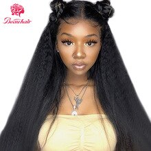 Kinky Straight Wig 360 Lace Frontal Human Hair Wigs For Women PrePlucked With Baby Hair Front Brazilian Remy Hair Bleached Knots