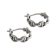 Korean S925 Sterling Silver Earrings cold wind retro simple chain female ear buckle personality niche Silver Earrings
