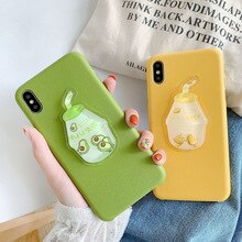 Korean style avocado durian mobile phone case for iPhone11 X XS XR XSMax 8 76 6S PluS decompression liquid protection back cover