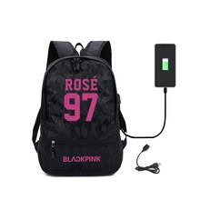 Kpop Blackpink Backpack For Teenage Both Shoulders School Student Bags USb Canvas Travelling Back Pack Fans Respond To Aid 2020