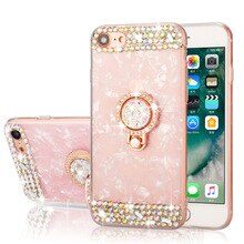 LCHULLE Case for IPhone 11 Pro Max X XS XR 6S 7 8 Plus Soft TPU Rubber Crystal Dream Shell Ring Holder Back Cover Shell Coque