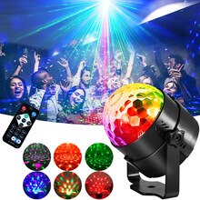 LED Disco Stage Light DJ Ball Sound Activated Projector Lamp With Remote Control For Christmas Party US/EU/UK/AU Plug
