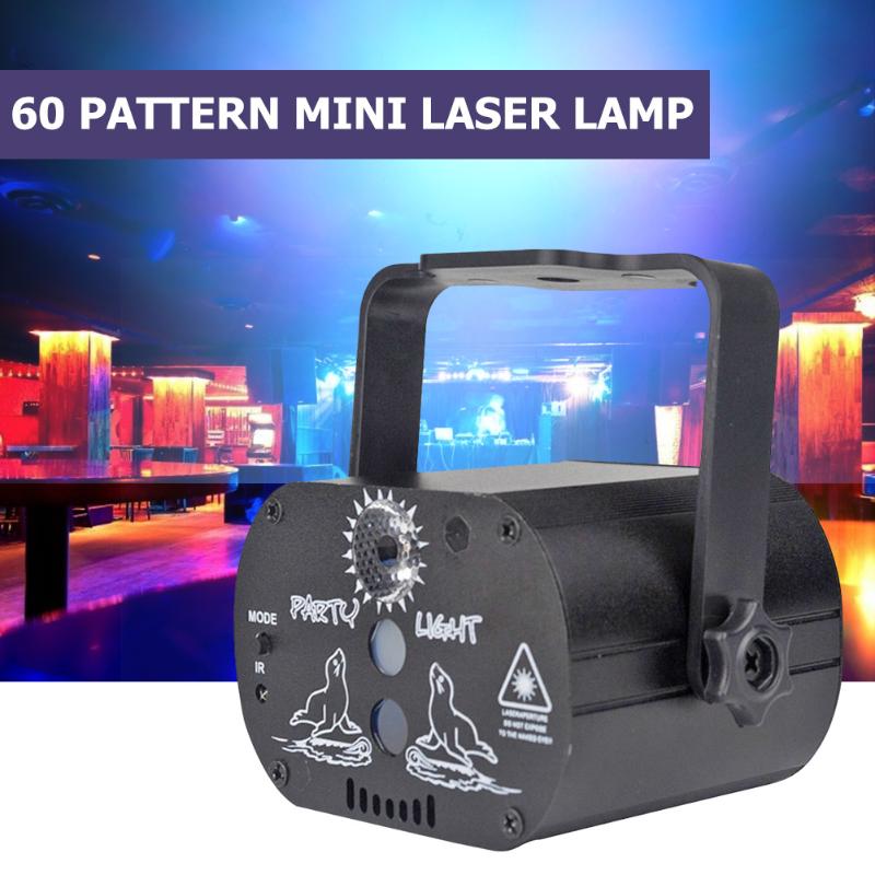 LED Laser Projector Light Club DJ Disco Party Stage Light 60Patterns Party Decoration home 180Degree Manual Rotation USB Powered