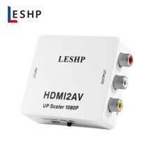 LESHP 1080P HDMI to AV Converter Female to Female HDMI to 3 RCA Audio Video AV Adapter Converter Support PAL/NTSC for HDTV DVD