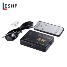 LESHP Black 3 To 1 4K 1080P HDMI Switch Video Audio Switcher Splitter Hub For PS4 HD TV HDML1.4b High Definition