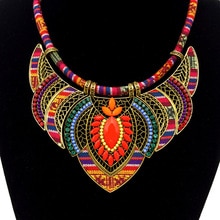 LUFANG Fashion Jewelry Bohemia Power Ethnic Necklace Color Chopping Rope Geometric Pattern vintage Statement Necklace Women