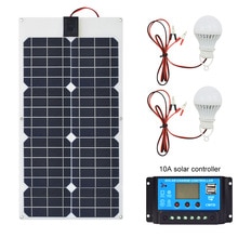 LX Solar 50W 18V Solar Panel Dual DC Output Solar Cells Panel 10A/20A Controller Led Light for Car Yacht Battery Boat Charger