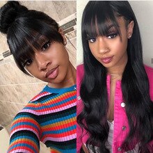 Lace Front Wigs Soft and Silk Straight Hair with Bangs Human Hair Wig Pre Plucked Glueless 13x4 Lace Wig with Baby Hair
