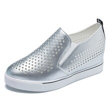 Large Size Women's Shoes 2019 Summer New Fashion Casual Increased Small White Shoes Fashion Breathable Flats Women
