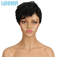 Lekker Wigs Short Human Hair Wigs Brazilian Remy 100% Human Hair Wigs For Black Women Machine Made  Human Hair Wigs Ten Colors