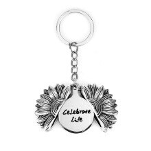 Let Your Light Shine Open Locket Sunflower Keychain Stainless Steel Charm Personalized Best Wish Christmas Gifts For You