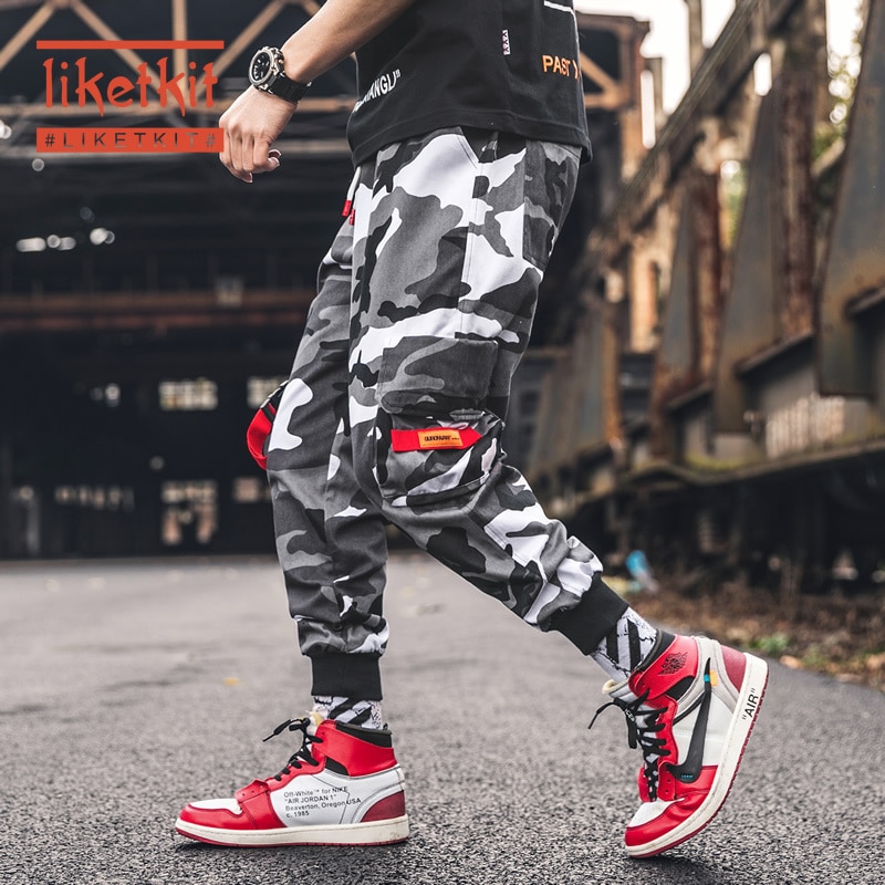 Liketkit Mens Camouflage Joggers Streetwear 2020 Hip Hop Camo Cargo Pants Sweatpants Male Cotton Trousers Fashion Overalls 5XL
