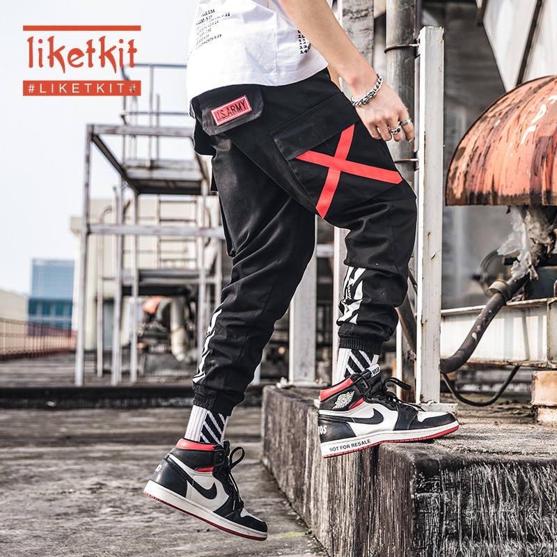 Liketkit Mens Cargo Pants Streetwear New 2020 Camouflage Pockets Hip Hop Joggers Pants Male Loose Harajuku Korean Camo Trousers