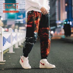 Liketkit Mens Hip Hop Cargo Pants 2020 Color Block Camo Harem Pants Streetwear Male Camouflage Patchwork Japanese Sweatpants 5XL