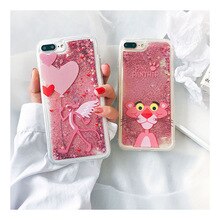 Liquid Cartoon Pink Leopard Flamingo Case For iPhone XS MAX Fashion Girl Quicksand Dynamic Case For iPhone 6 6S 7 8 Plus X XR XS