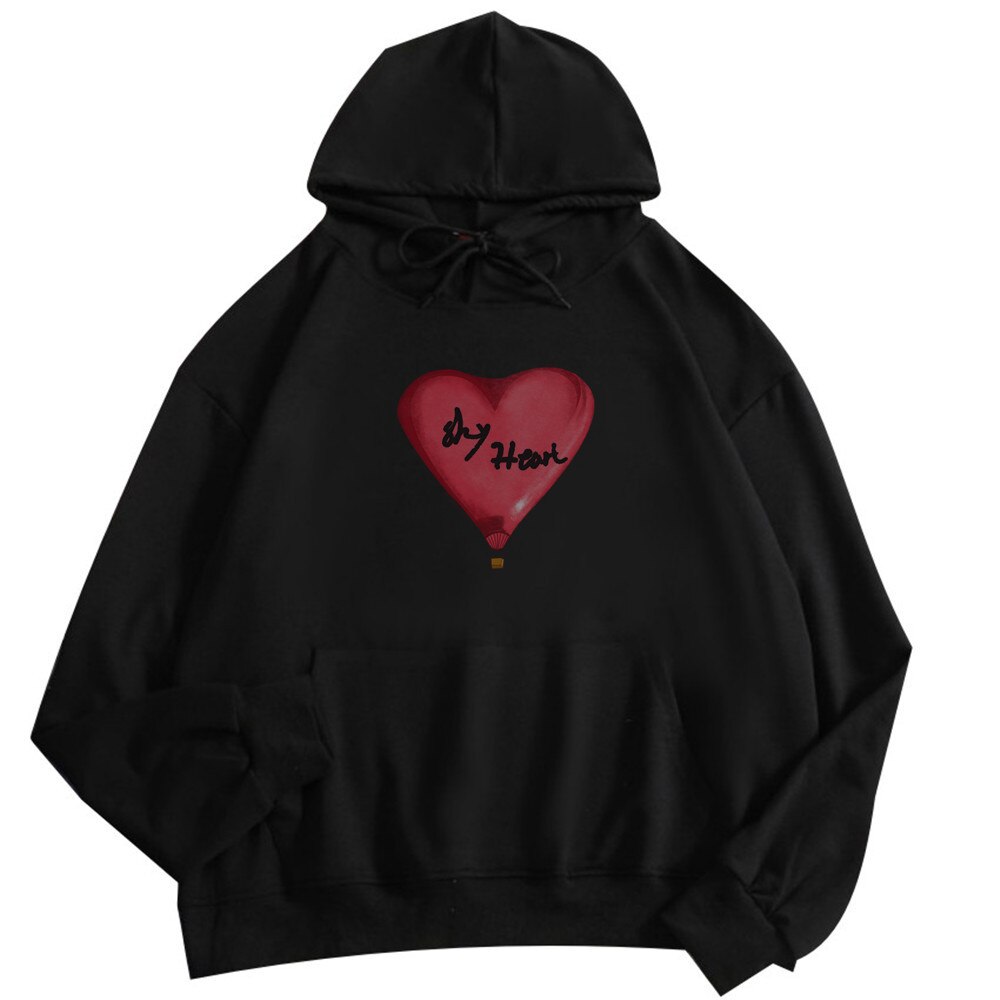 Love female hoodie fashion spring autumn sweatshirt long-sleeved unisex pullover drop shoulder pocket couple hoodie thin section