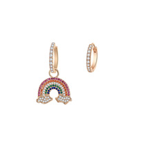 Luxury Brand Zircon Rainbow Charm Earrings for Women Gold Silver Asymmetry Hoop Earrings Fashion Jewelry Gifts Drop Shipping