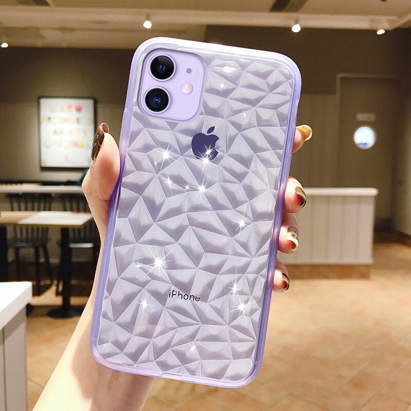 Luxury Diamond Pattern Crystal Transparent Phone Case For iPhone X XS 11 Pro Max XR Soft Silicone Cover for iphone 8 7 6 6S Plus